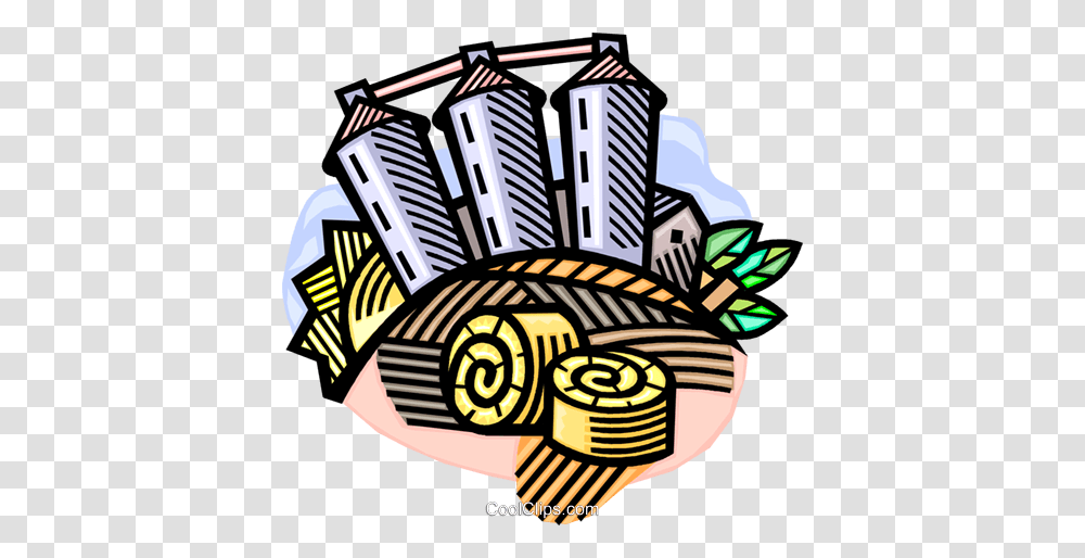 Agricultural Harvest With Grain Elevators Royalty Free Vector Clip, Doodle, Drawing Transparent Png