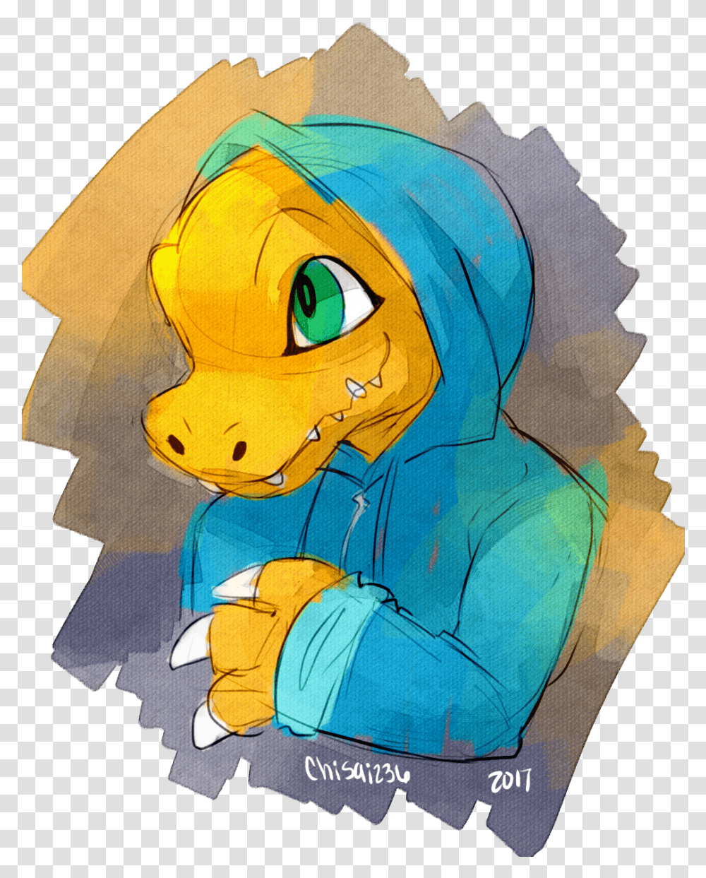 Agumon In A Hoodie A Tamersona Doodle For A Friend Cartoon, Modern Art, Poster, Advertisement Transparent Png
