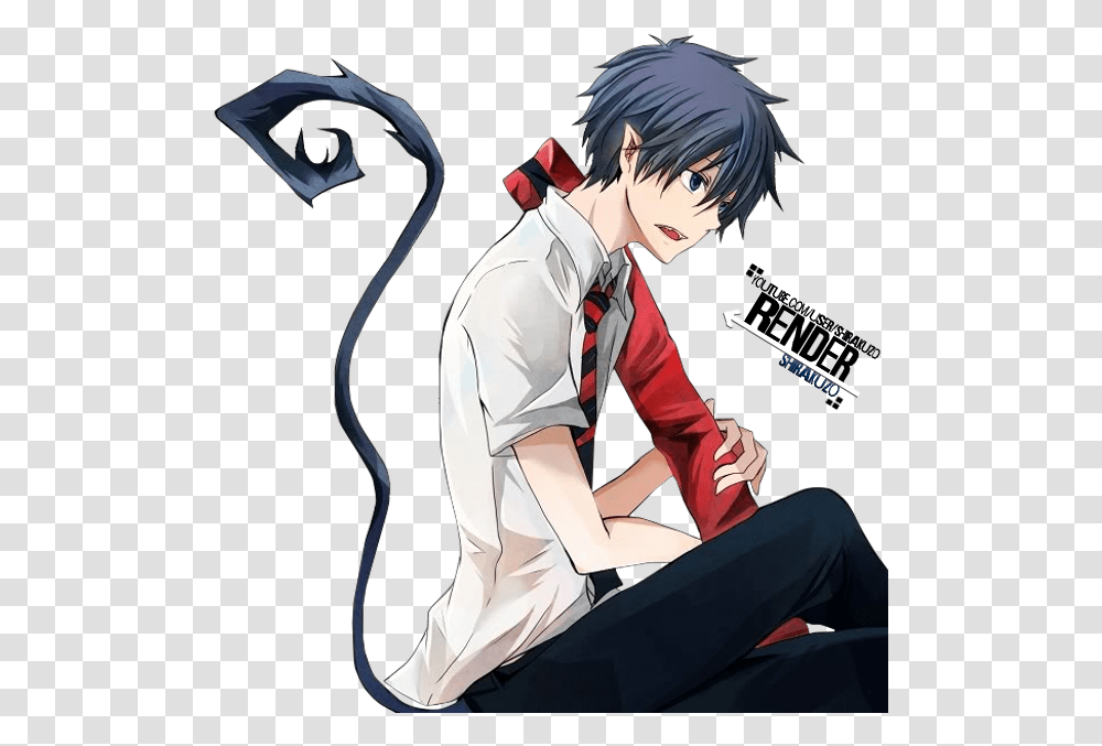 Ah Sorry I Would Like The Tail Not Flaming Or Animated Rin Okumura Render Tail, Manga, Comics, Book, Person Transparent Png