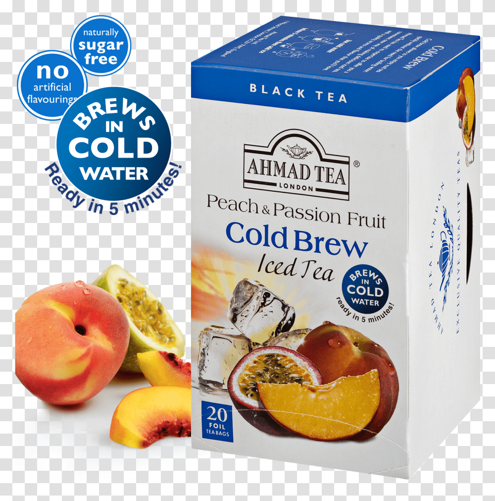Ahmad Tea Cold Brew Iced Tea, Plant, Peach, Fruit, Food Transparent Png