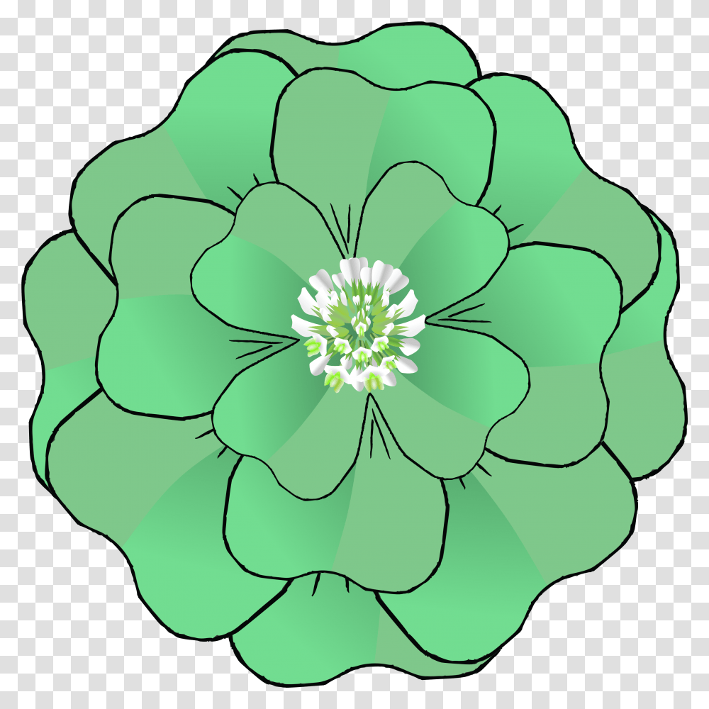 Ai Eps Svg Free Clipart Of A St Patricks Four Green Flower Clipart, Plant, Anemone, Blossom, Anther Transparent Png
