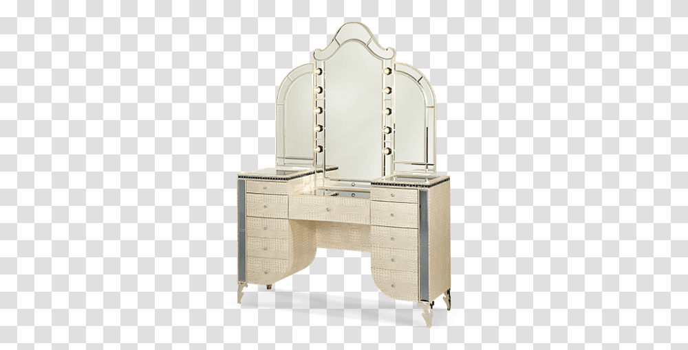 Aico Michael Amini Hollywood Swank Upholstered Vanity, Furniture, Table, Desk, Sink Faucet Transparent Png