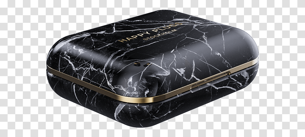 Air 1 Charge Case Black Marble Happy Plugs Black Marble, Helmet, Electronics, Cushion Transparent Png