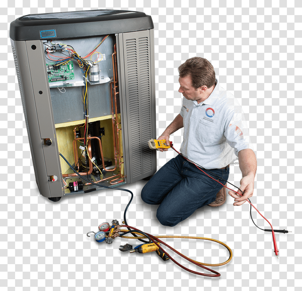Air Condition Service Ac Technician, Person, Human, Wiring, Electrical Device Transparent Png