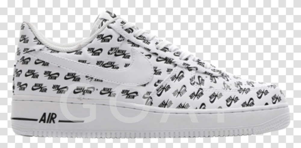 Air Force 1 Low 07 Qs All Over Logo Nike, Shoe, Footwear, Clothing, Apparel Transparent Png