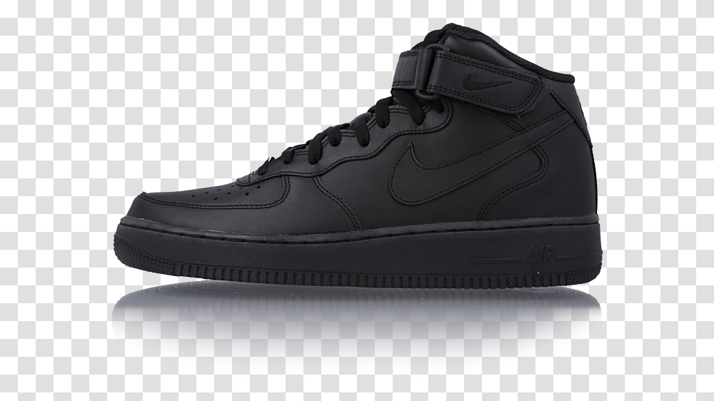 Air Force 1 Mid 07 All Black Af 1 Black, Shoe, Footwear, Apparel Transparent Png