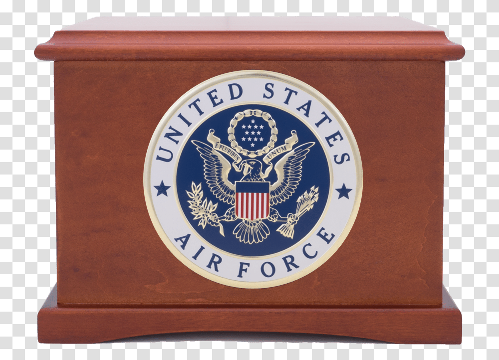 Air Force Seal On Coronet Urn From Veterans Fuenral Emblem, Logo, Box, Label Transparent Png