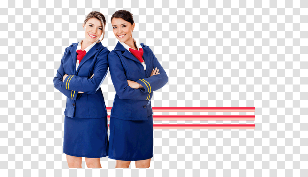 Air Hostess Flight Attendant Blue Uniform, Female, Person, Woman Transparent Png