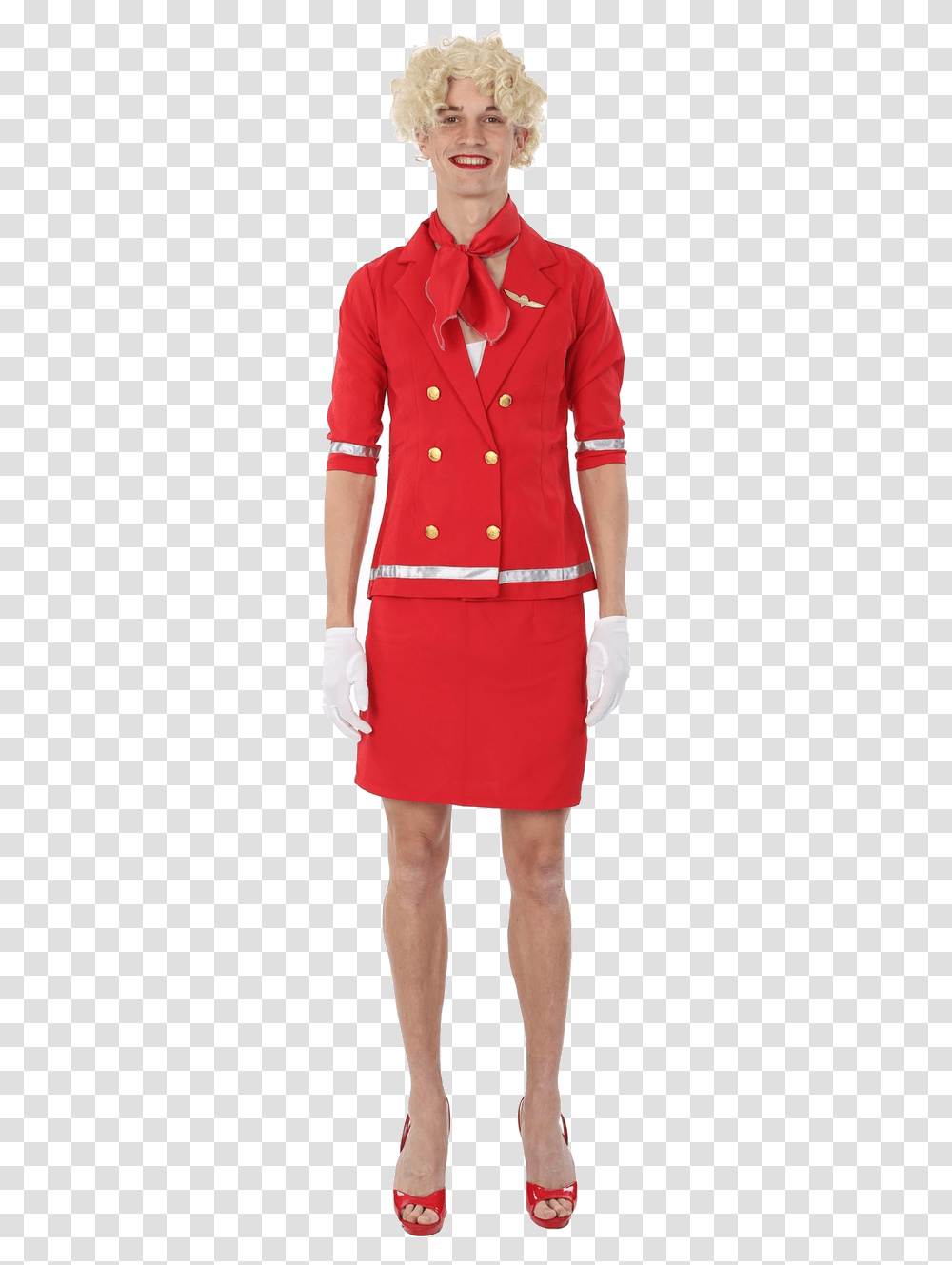 Air Hostess Image Red Sequin Dress, Coat, Person, Skirt Transparent Png