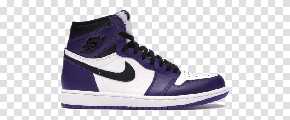 Air Jordan 1 Court Purple Jordan 1 Purple, Shoe, Footwear, Clothing, Apparel Transparent Png