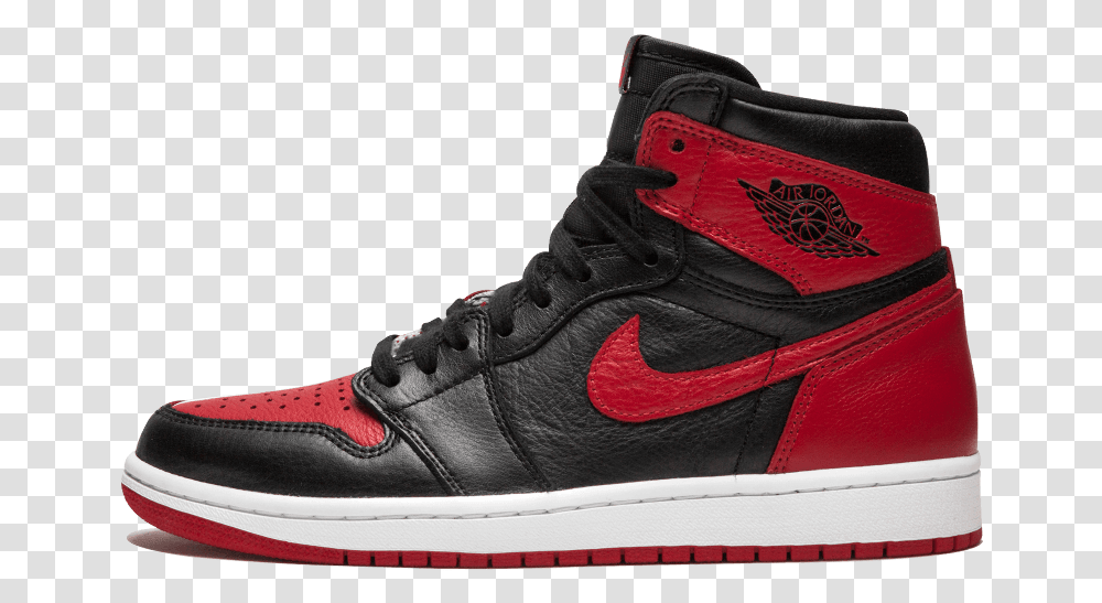 Air Jordan 1 Homage To Home Jordan Retro 1 Negro Con Rojo, Shoe, Footwear, Apparel Transparent Png