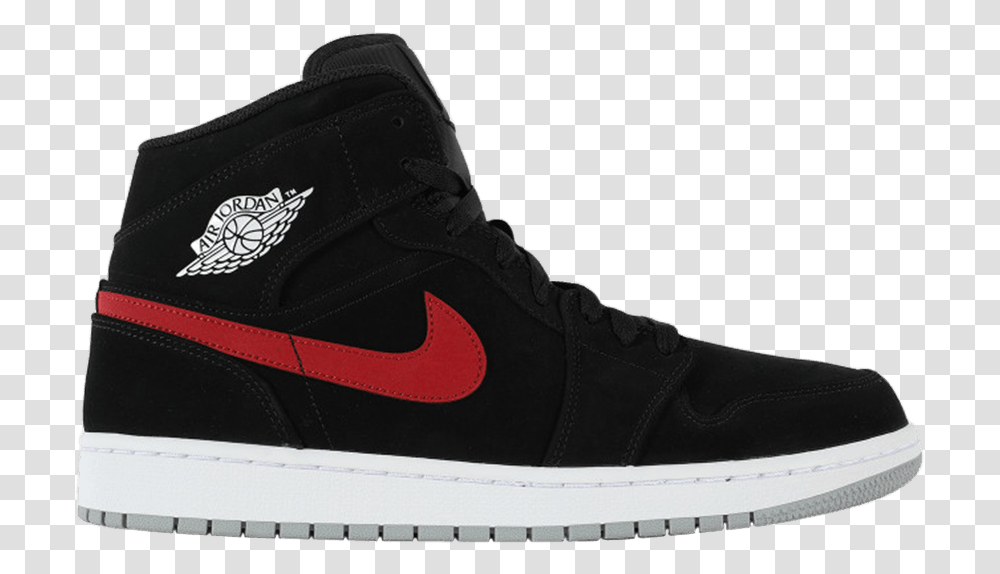 Air Jordan 1 Mid Multicolor Swoosh Black, Apparel, Shoe, Footwear Transparent Png