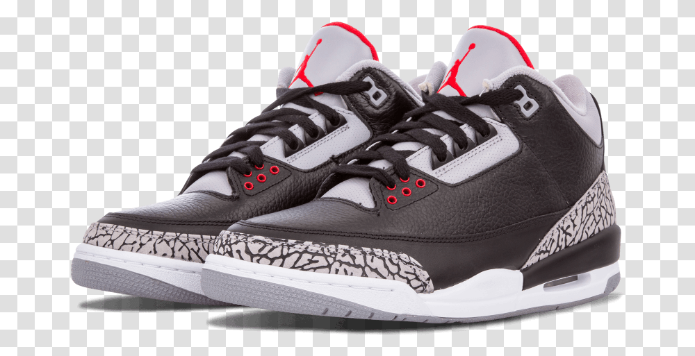 Air Jordan 3 Black Cement Air Jordan Black Cement, Shoe, Footwear, Apparel Transparent Png