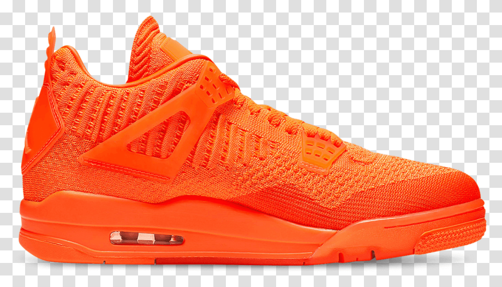 Air Jordan 4 Flyknit Total Orange, Shoe, Footwear, Apparel Transparent Png