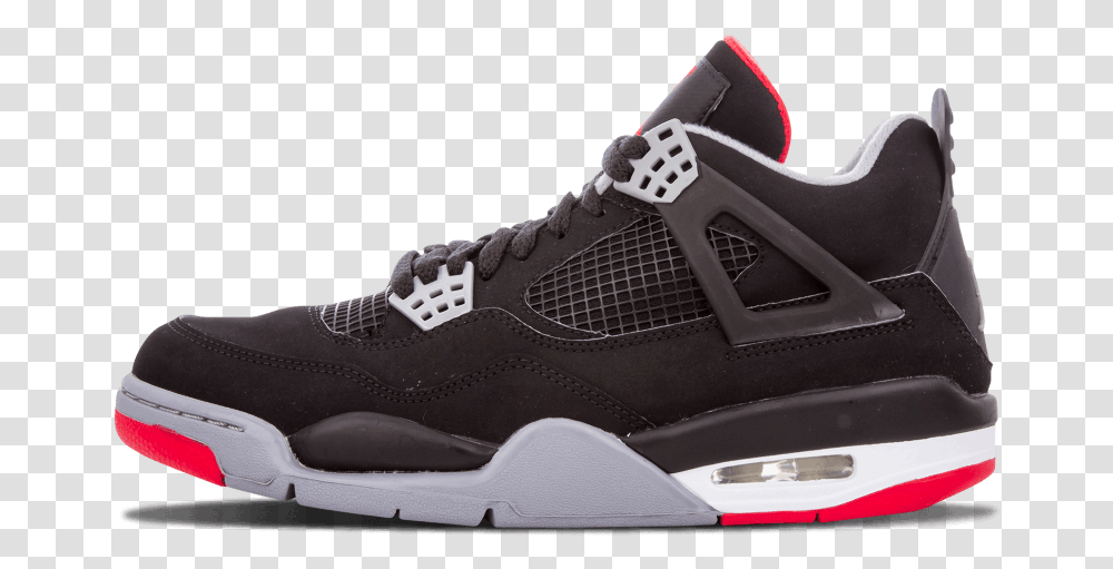 Air Jordan 4 Retro Bred Air Jordan, Shoe, Footwear, Apparel Transparent Png