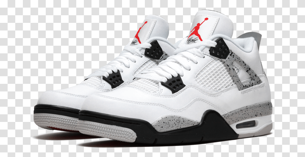 Air Jordan 4 White Cement Jordan 4 Cement, Shoe, Footwear, Apparel Transparent Png