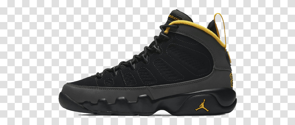 Air Jordan 9 University Gold Sneakers Air Jordan 9 Retro University Gold, Shoe, Footwear, Clothing, Apparel Transparent Png