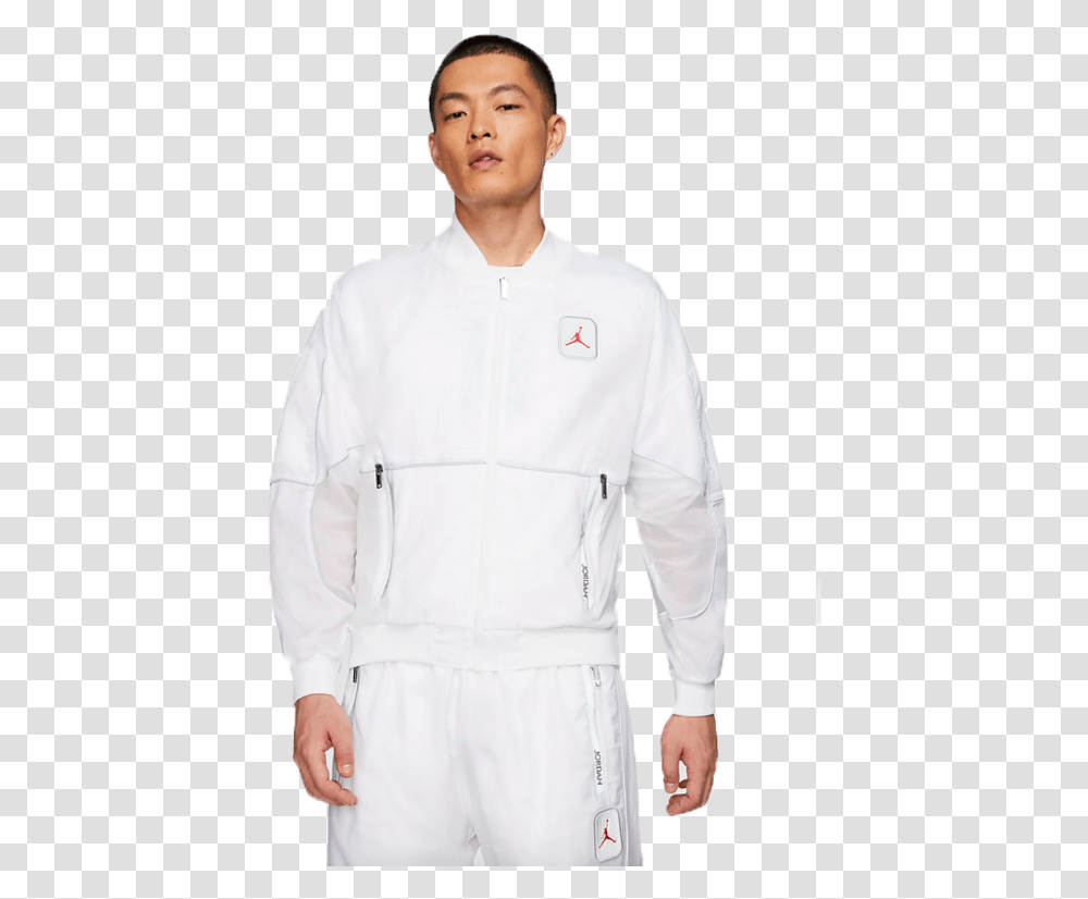 Air Jordan Mens 3m Logo Zip Up Track Jacket 'white' Cu1666 100 Long Sleeve, Clothing, Apparel, Coat, Lab Coat Transparent Png