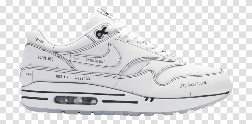 Air Max 1 Sketch To Shelf White, Shoe, Footwear, Apparel Transparent Png