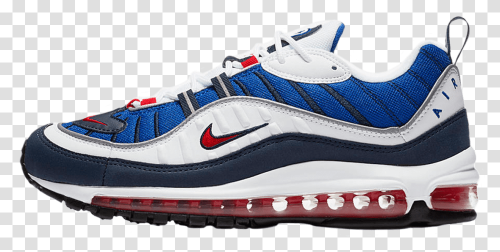 Air Max 98 Red Blue White, Shoe, Footwear, Apparel Transparent Png