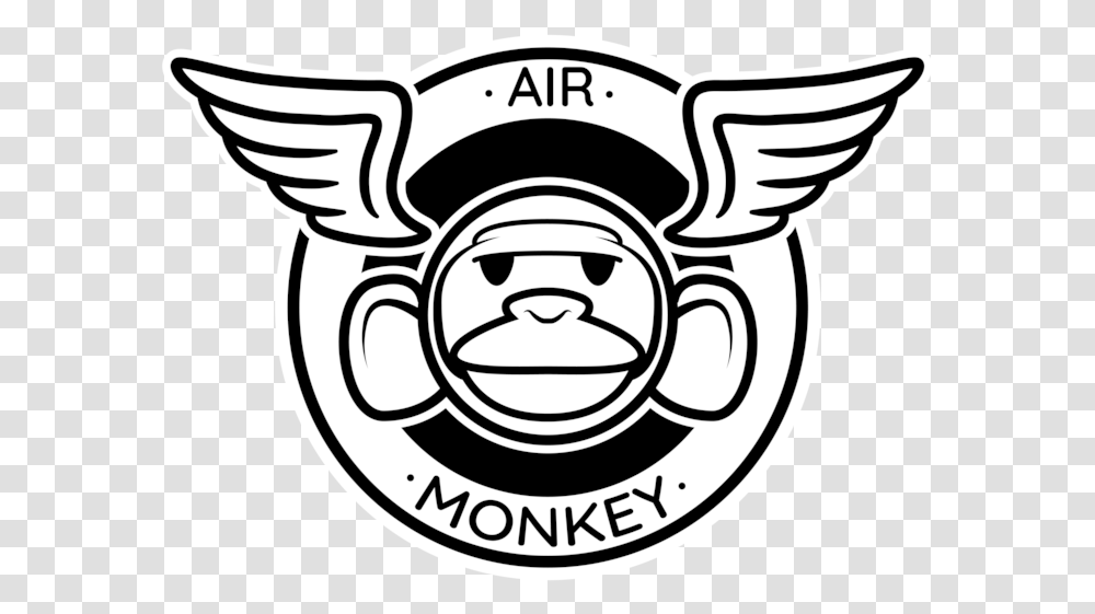 Air Monkey By Sam Doodle Heart With Wings, Emblem, Symbol, Logo, Stencil Transparent Png