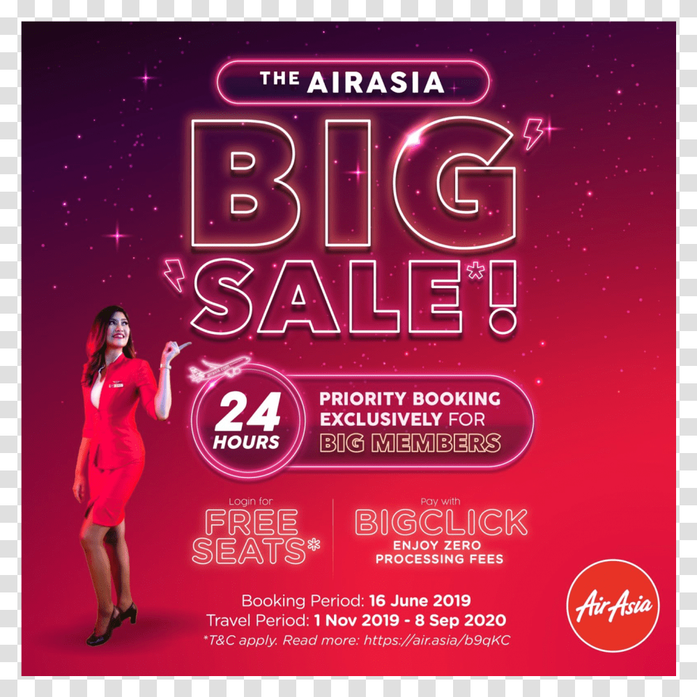 Airasia Big Sale, Flyer, Poster, Paper, Advertisement Transparent Png