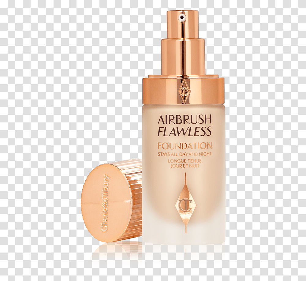 Airbrush Flawless Foundation 4 Neutral Open With Lid Charlotte Tilbury Airbrush Foundation, Bottle, Cosmetics, Tin, Aluminium Transparent Png