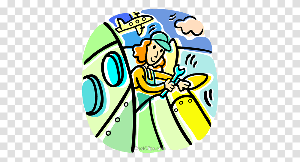 Airline Mechanic Working On A Plane Royalty Free Vector Clip Art, Outdoors, Water, Washing Transparent Png