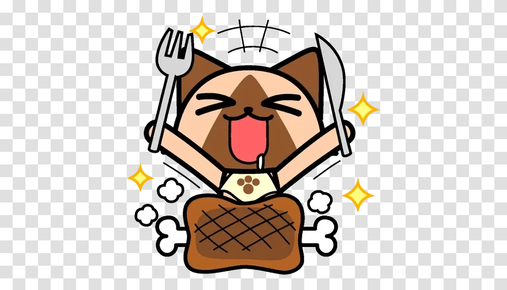Airou Whatsapp Stickers Stickers Cloud Monster Hunter Clip Art, Fork, Cutlery, Sweets, Food Transparent Png