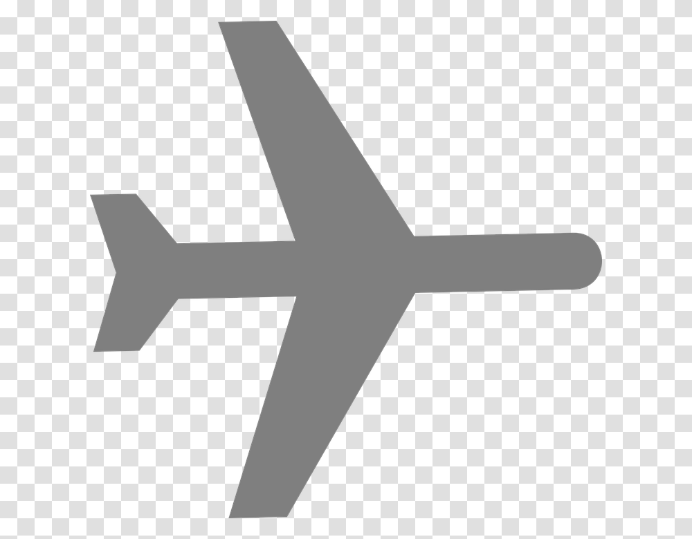 Airplane Aircraft Airline Plane Grey Silhouette Cartoon Airplane From Above, Cross, Weapon, Weaponry Transparent Png