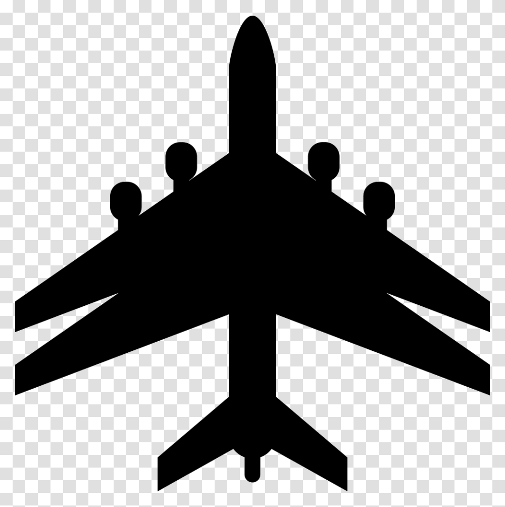 Airplane Black Shape With Double Wings Icon, Silhouette, Aircraft, Vehicle, Transportation Transparent Png