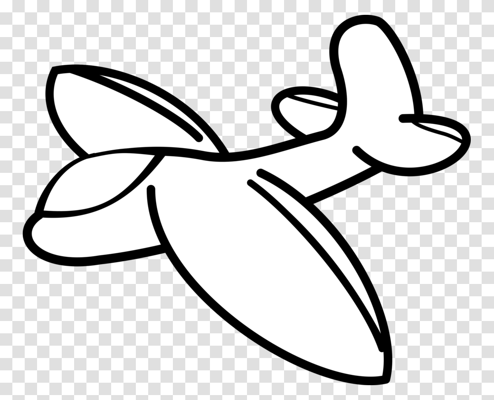 Airplane Cartoon Drawing Glider Black And White, Animal, Sea Life, Shark, Fish Transparent Png