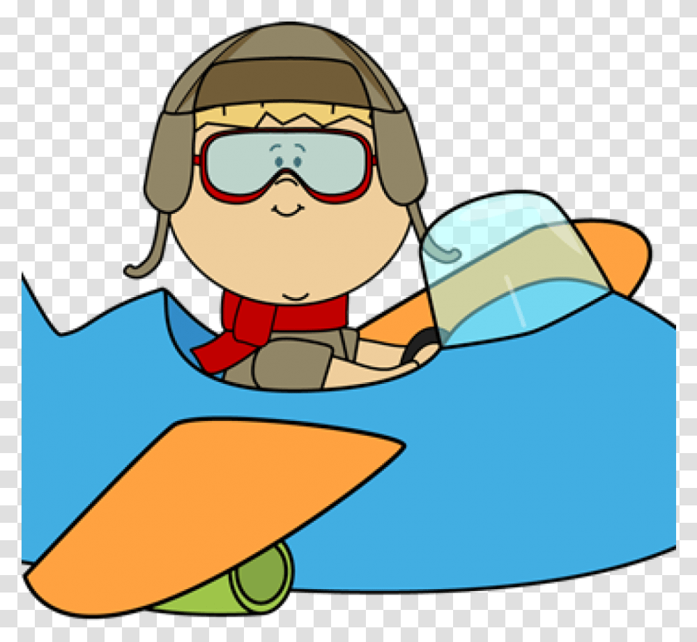 Airplane Clipart Boy Flying An Clip Art Image Free Cartoon Plane Clip Art, Apparel, Hat, Sunglasses Transparent Png
