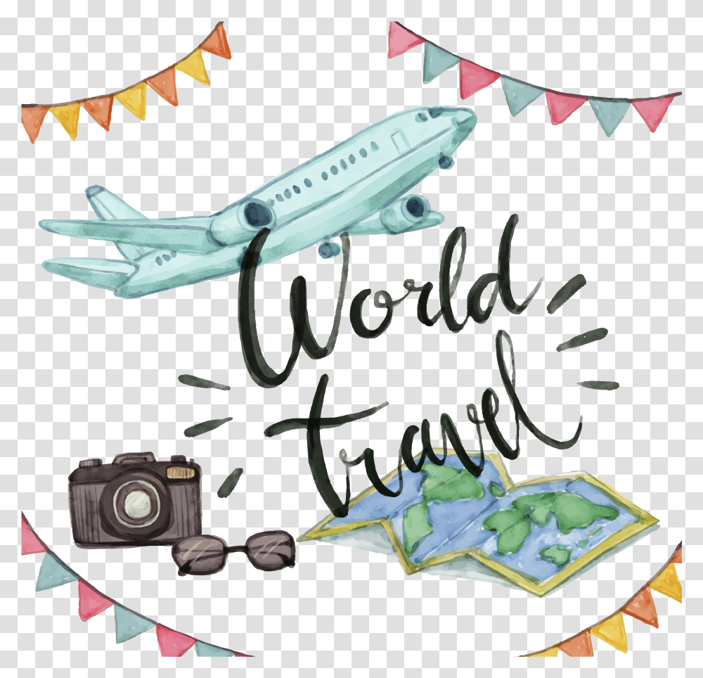 Airplane Clipart Briefcase Fly High Travel And Tour, Aircraft, Vehicle, Transportation, Airliner Transparent Png