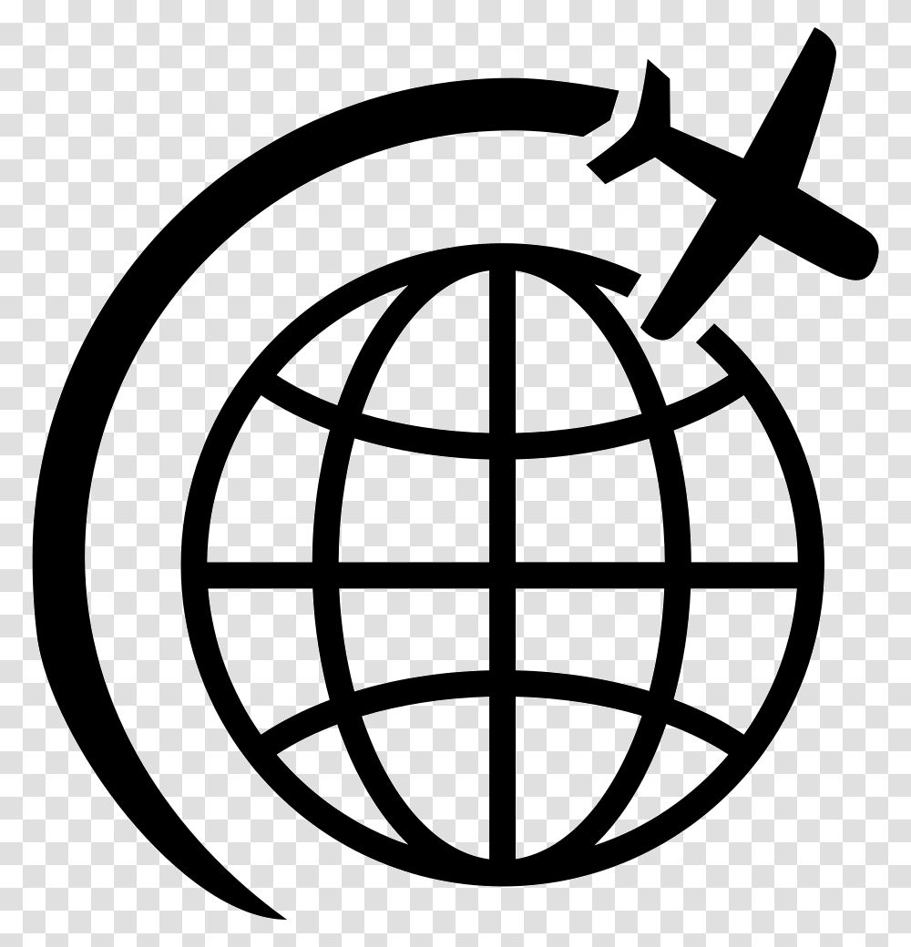 Airplane Flight In Circle Around Earth World Plane Icon, Logo, Trademark, Stencil Transparent Png