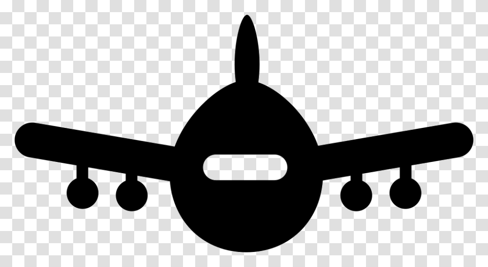 Airplane Front View Icon Free Download, Silhouette, Stencil, Sunglasses Transparent Png