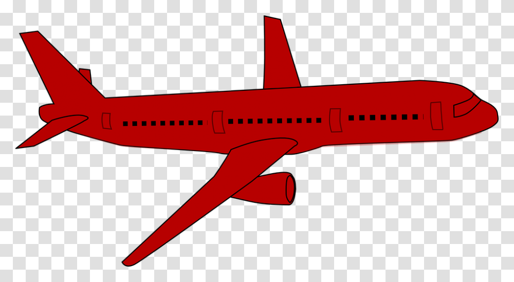 Airplane Jet Plane Red Flying Aircraft Aeroplane Red Aeroplane Clipart, Airliner, Vehicle, Transportation, Flight Transparent Png