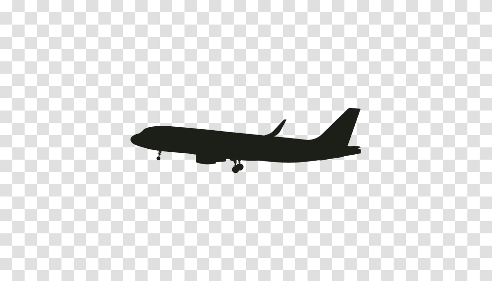 Airplane Landing Silhouette Side View, Aircraft, Vehicle, Transportation, Airliner Transparent Png