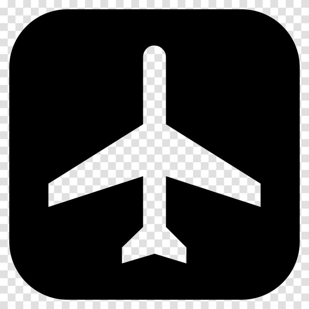 Airplane Silhouette On Square Background Icon Free, Cross, Logo, Trademark Transparent Png