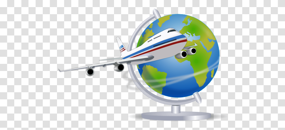 Airplane Traveling The Globe Clip Art, Aircraft, Vehicle, Transportation, Astronomy Transparent Png