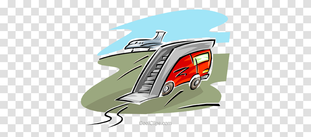 Airport Landing Stairs Royalty Free Vector Clip Art Illustration, Transportation, Vehicle, Van, Airplane Transparent Png