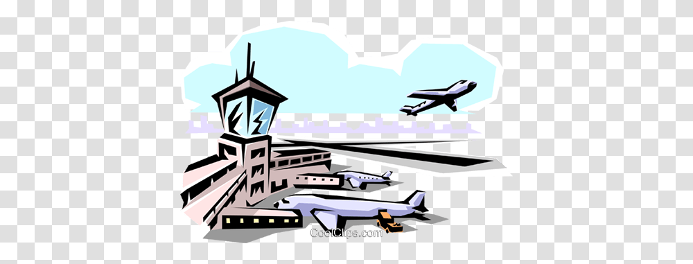 Airport Royalty Free Vector Clip Art Illustration, Airplane, Aircraft, Vehicle, Transportation Transparent Png