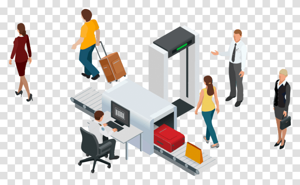 Airport Safety Control X Ray Machine Airport Clipart, Person, Human, Chair, Furniture Transparent Png