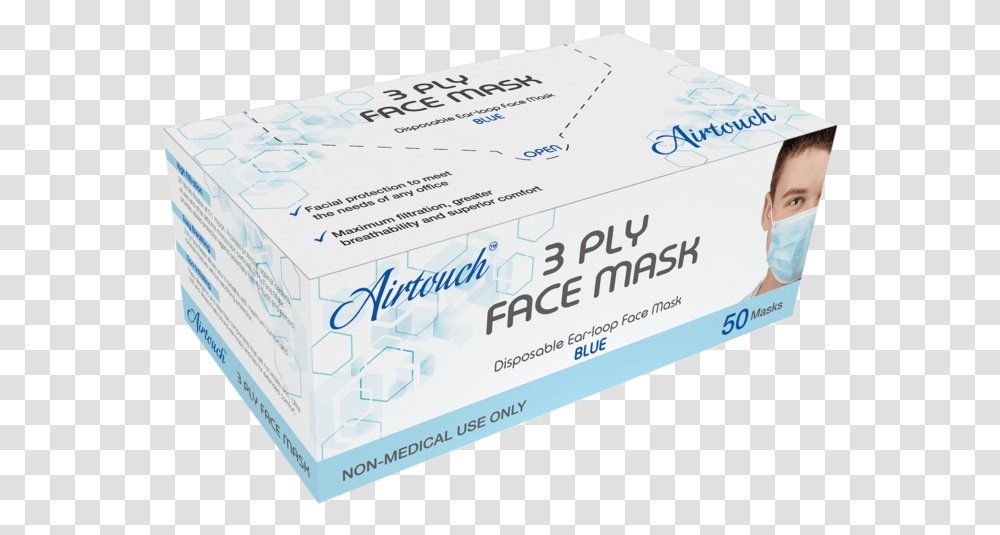 Airtouch 3 Ply Face Mask Box Blue 50pcsbox, Person, Human, Driving License Transparent Png
