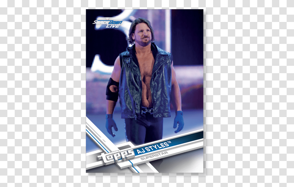 Aj Styles 2017 Topps Wwe Base Cards Poster Singing, Person, Coat, Sleeve Transparent Png