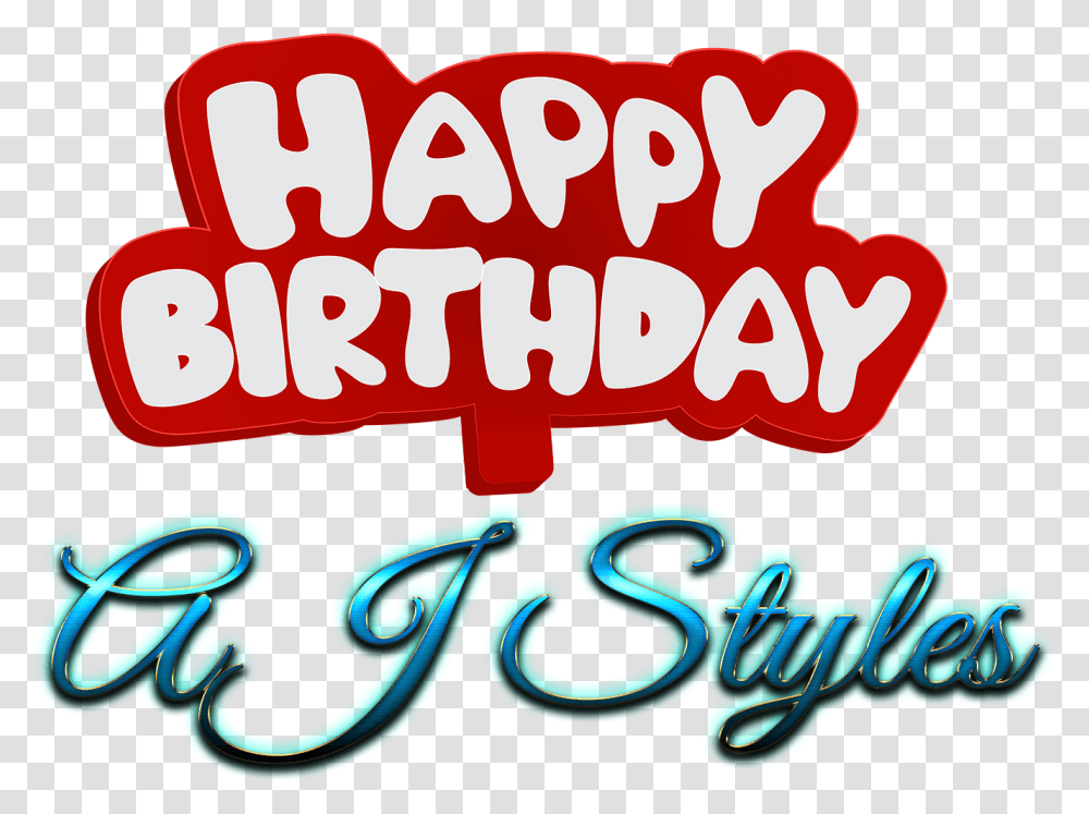 Aj Styles Happy Birthday Name Logo Calligraphy, Light, Neon, Food Transparent Png