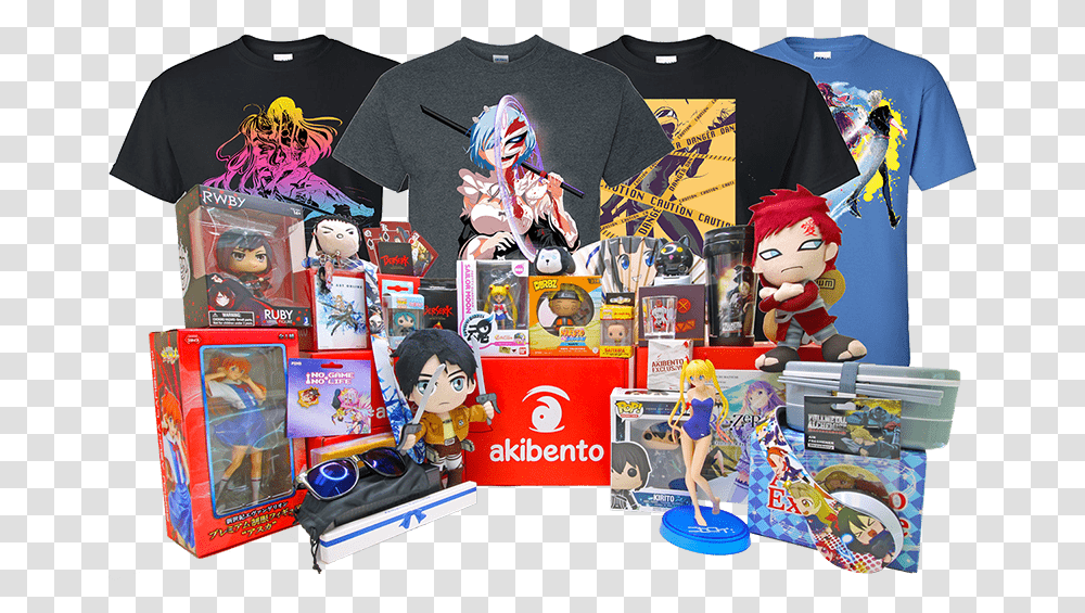 Akibento Epic Anime Monthly Subscription Box Cartoon, Clothing, Apparel, T-Shirt, Person Transparent Png