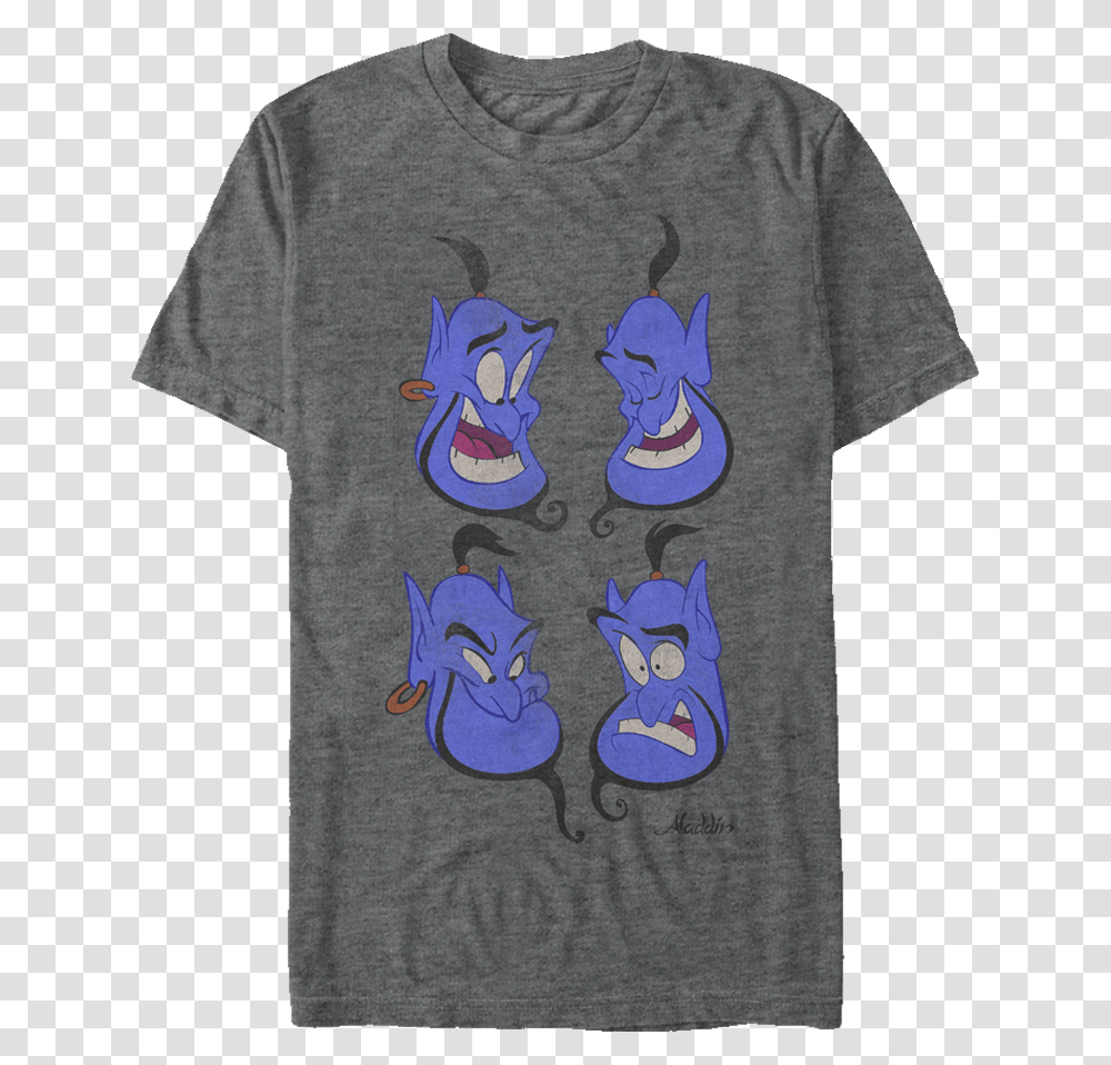 Aladdin Genie Faces T Shirt Aladdin T Shirt, Apparel, T-Shirt, Cat Transparent Png