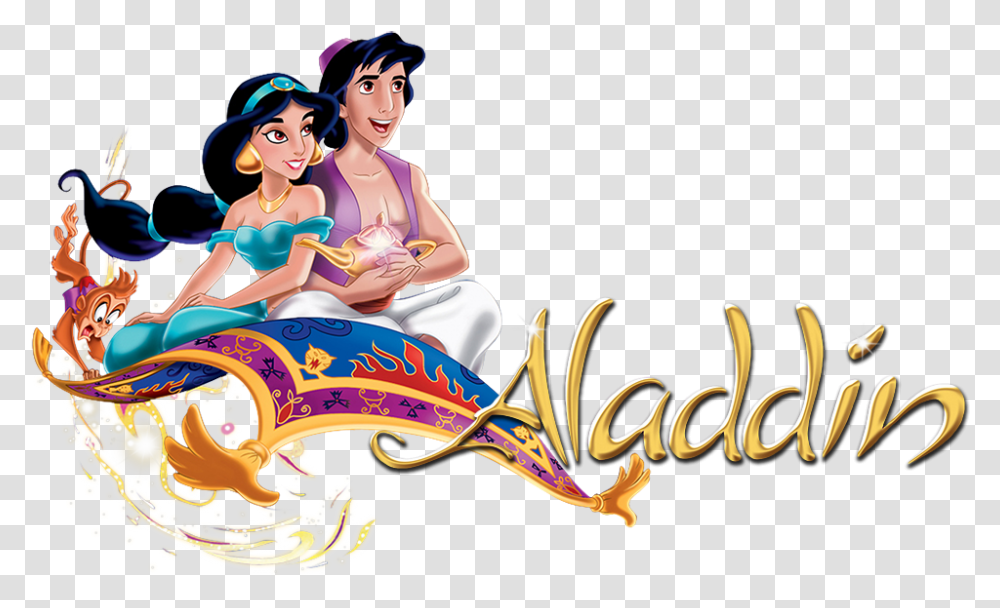 Aladdin Logo Jasmine And Aladdin On Magic Carpet, Person, Art, Graphics, Animal Transparent Png