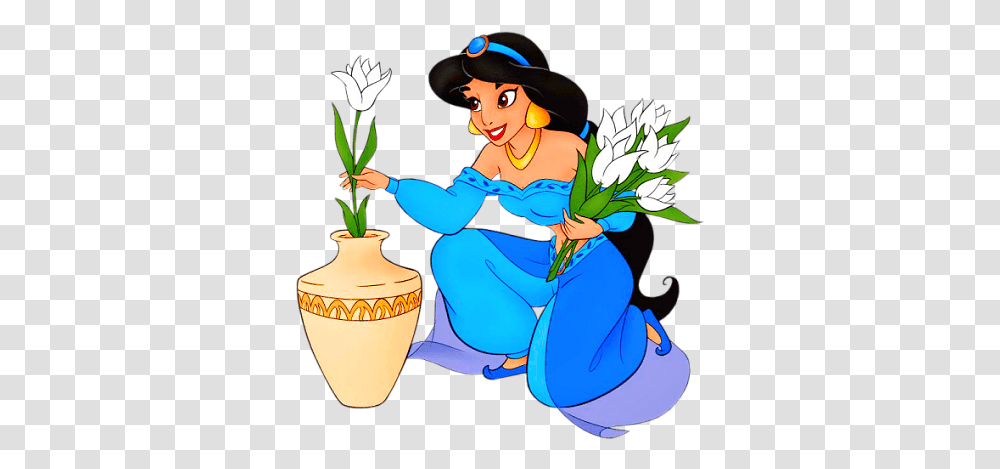 Aladdin Princess Jasmine With Flower Full Size Jasmine, Jar, Pottery, Person, Human Transparent Png